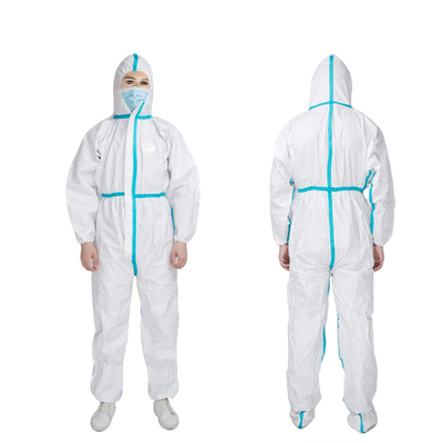 60gsm 40 Gsm ชุดป้องกันทางการแพทย์ Polypropylene Disposable Suits Ppe